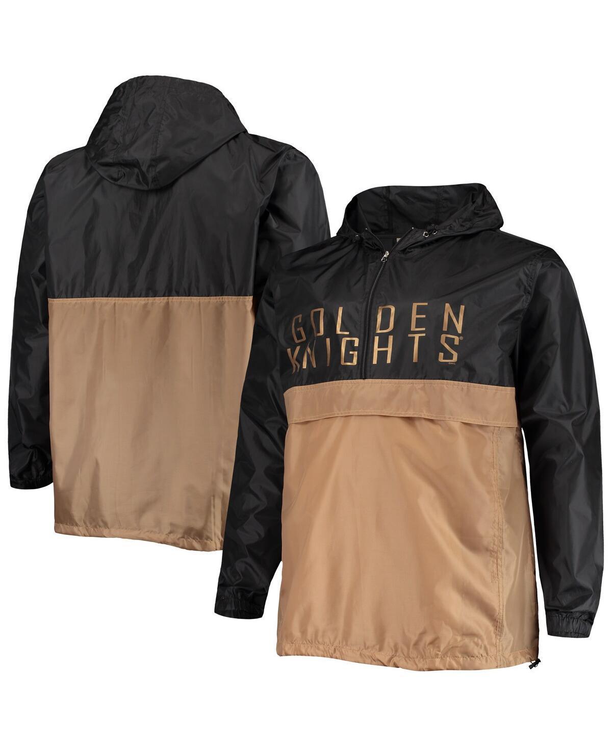 Mens Black Vegas Golden Knights Big & Tall Anorak Half-Zip Pullover Hoodie Product Image