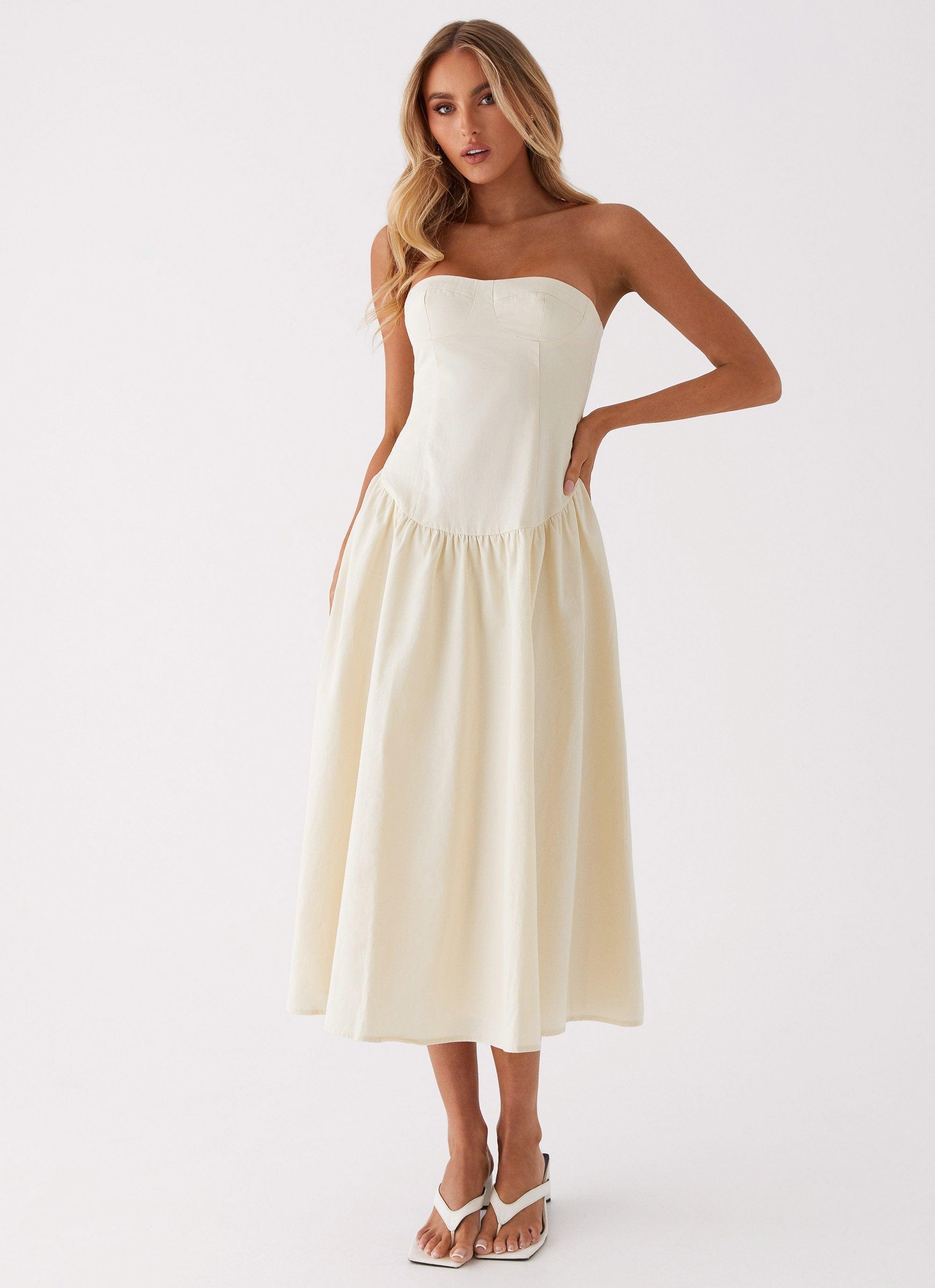 Rosebud Bustier Midi Dress - Ivory Product Image