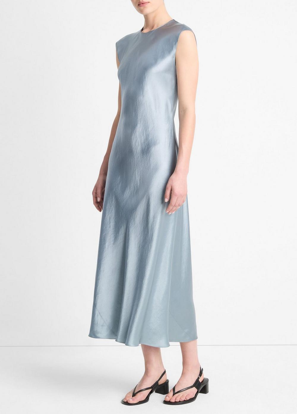 Satin Bias Cap-Sleeve Dress Product Image