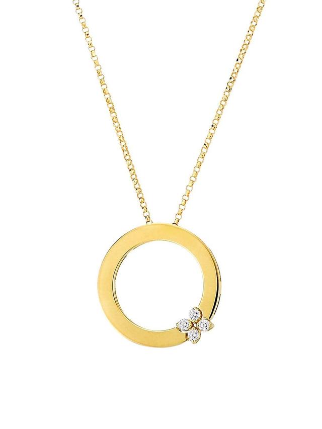 Womens Love In Verona 18K Yellow Gold & Diamond Flower Circle Of Life Pendant Necklace Product Image