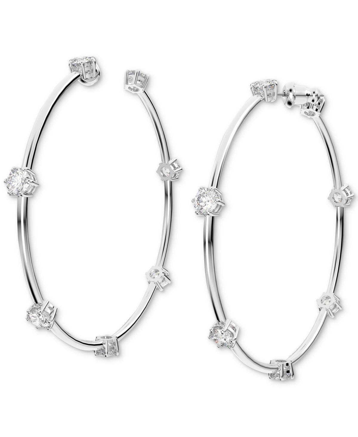 Swarovski Silver-Tone Constella Crystal Large Hoop Earrings, 2.5 Product Image