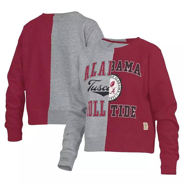 Womens Pressbox Heather Gray Alabama Crimson Tide Half and Half Raglan Pullover Sweatshirt Product Image