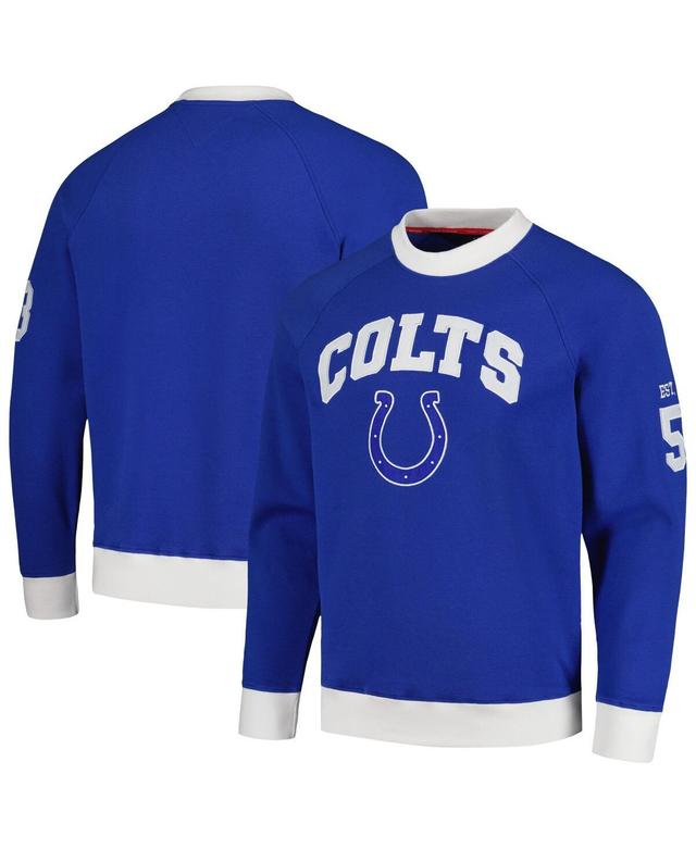 Mens Tommy Hilfiger Royal/White Indianapolis Colts Reese Raglan Tri-Blend Pullover Sweatshirt Product Image