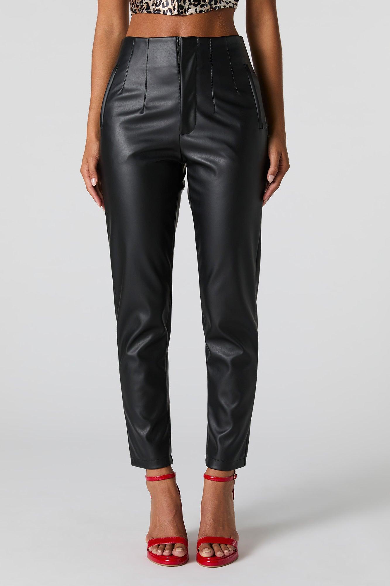 Faux Leather Pleated Pant Female Product Image