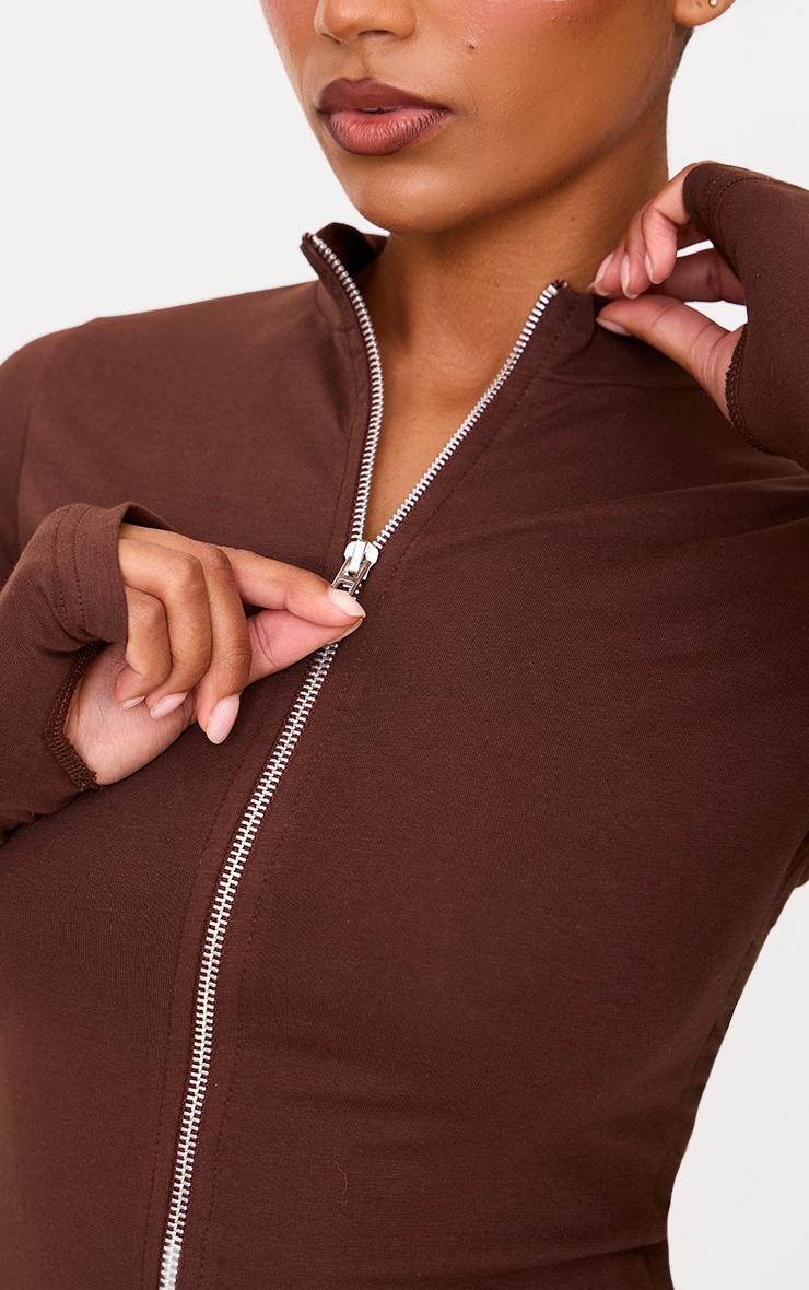 Dark Chocolate Zip Up Long Top Product Image