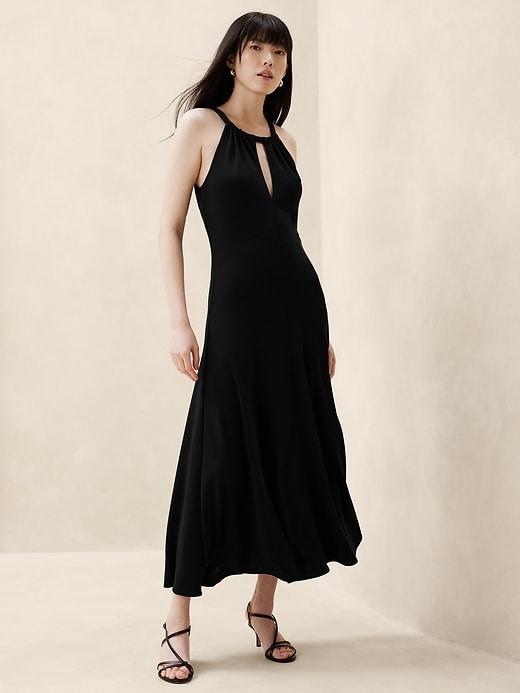 Halter-Neck Knit Maxi Dress Product Image