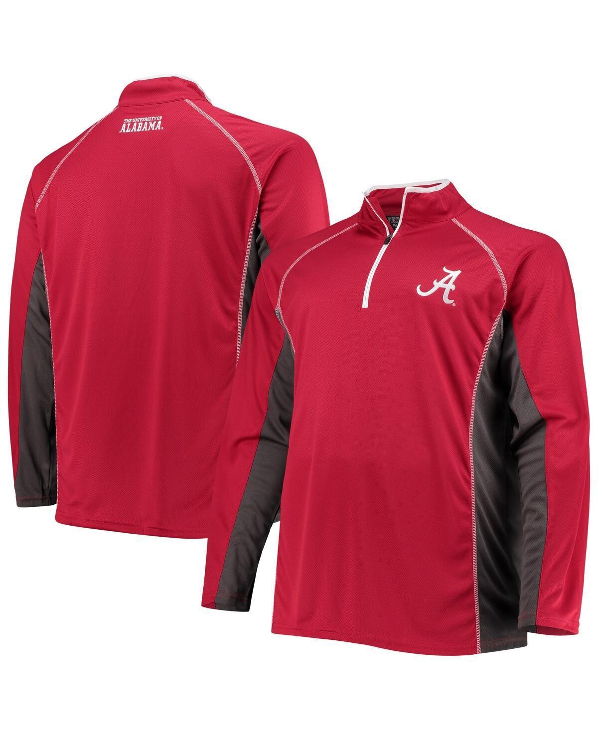 Mens Crimson Alabama Crimson Tide Big & Tall Textured Raglan Quarter-Zip Jacket Product Image