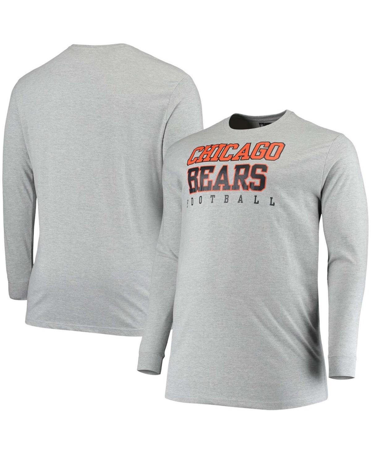 Mens Big and Tall Heathered Gray Chicago Bears Practice Long Sleeve T-shirt Product Image