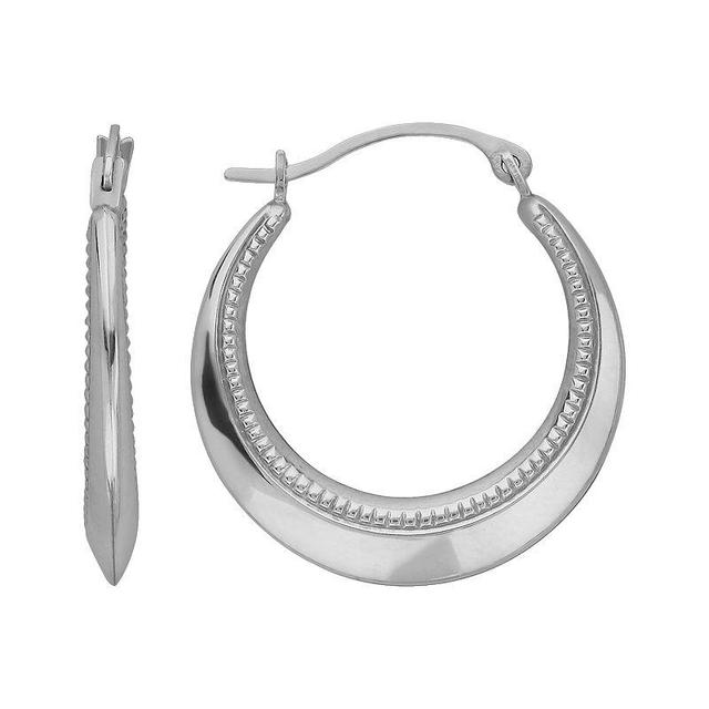 Everlasting Gold 10k White Gold Beaded Hoop Earrings, Womens Product Image