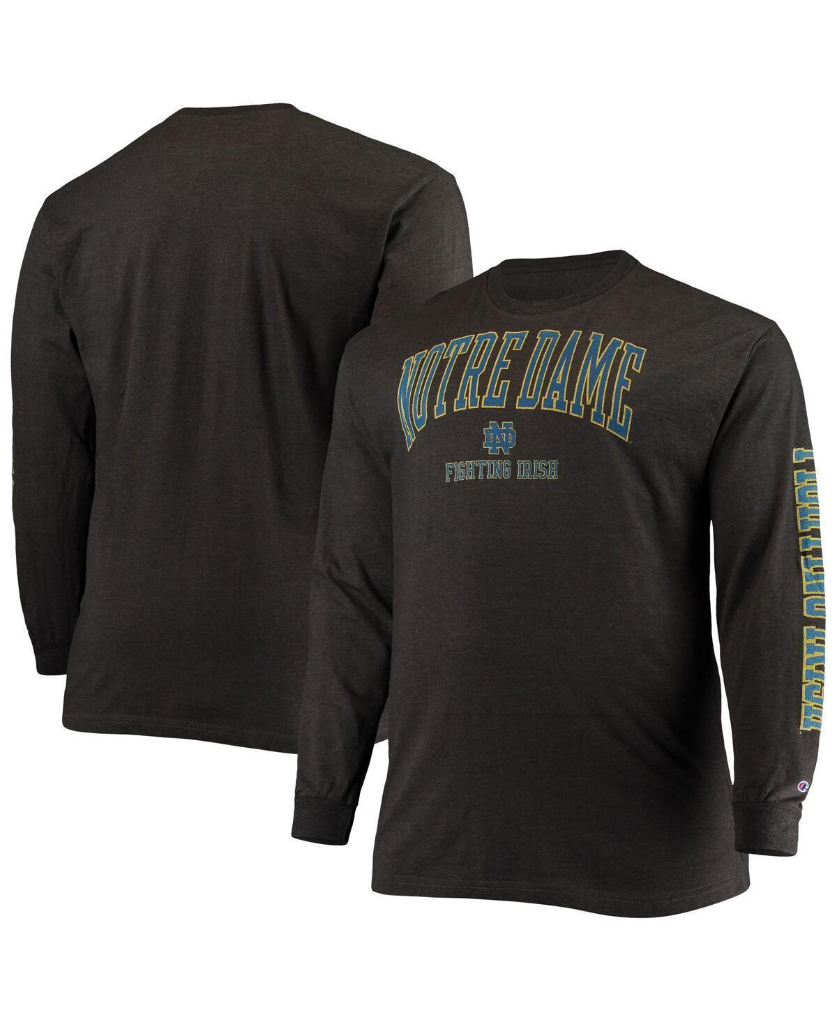 Mens Champion Heathered Charcoal Notre Dame Fighting Irish Big and Tall 2-Hit Long Sleeve T-shirt Product Image