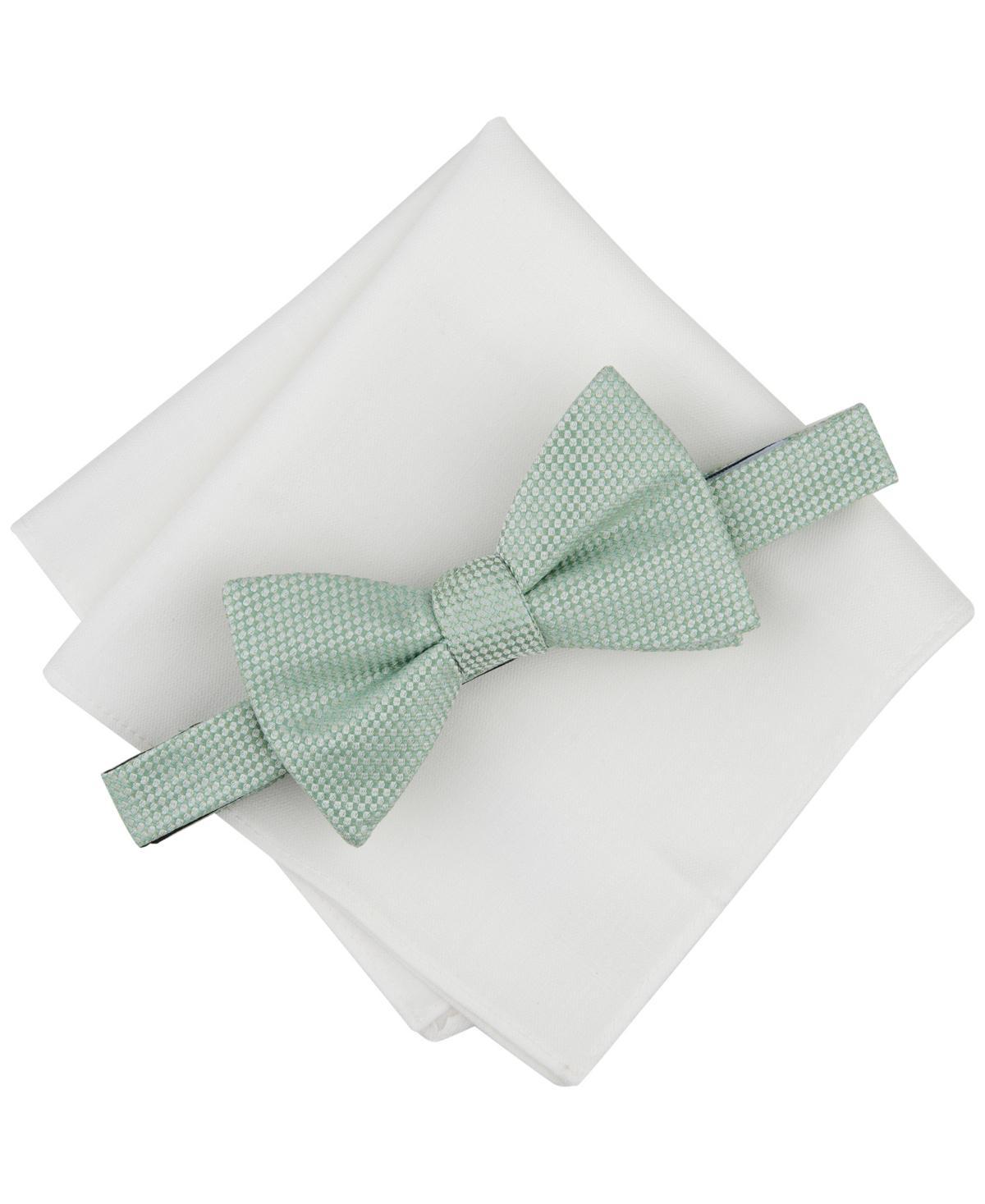 Bar Iii Mens Lombard Textured Bow Tie & Solid Pocket Square Set, Created for Macys Product Image