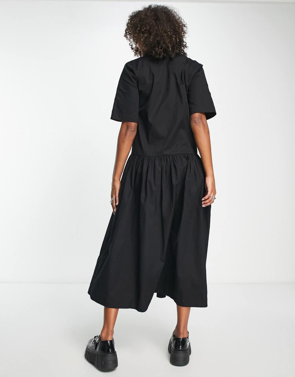 ASOS DESIGN Tall twill collared button midi smock dress Product Image