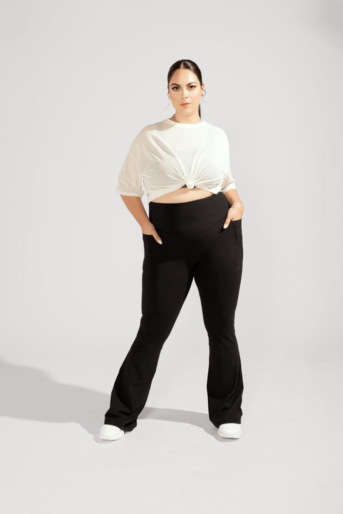 Supersculpt™ Flared Leggings with Pockets - Black Product Image