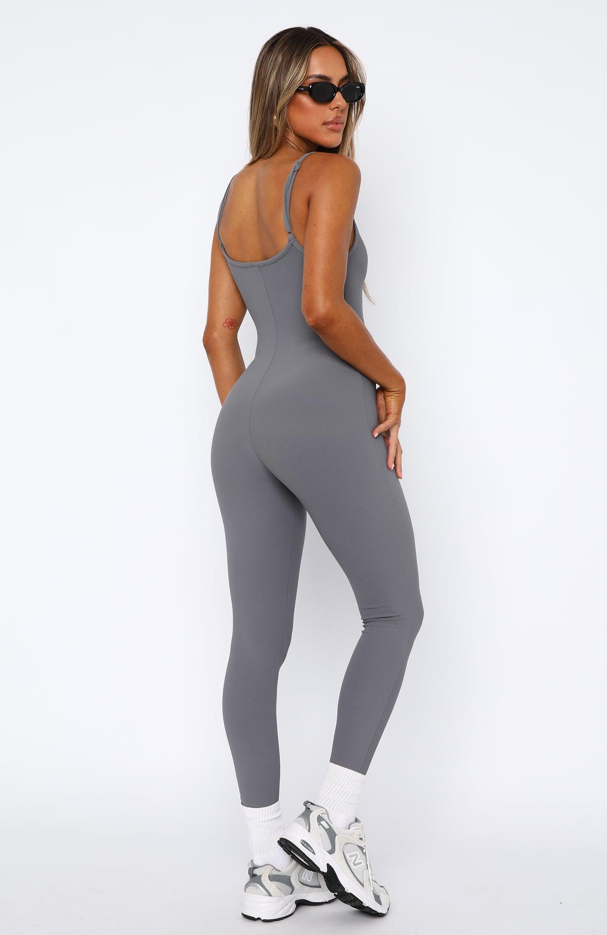 Life Is Short Ribbed Jumpsuit Charcoal Product Image