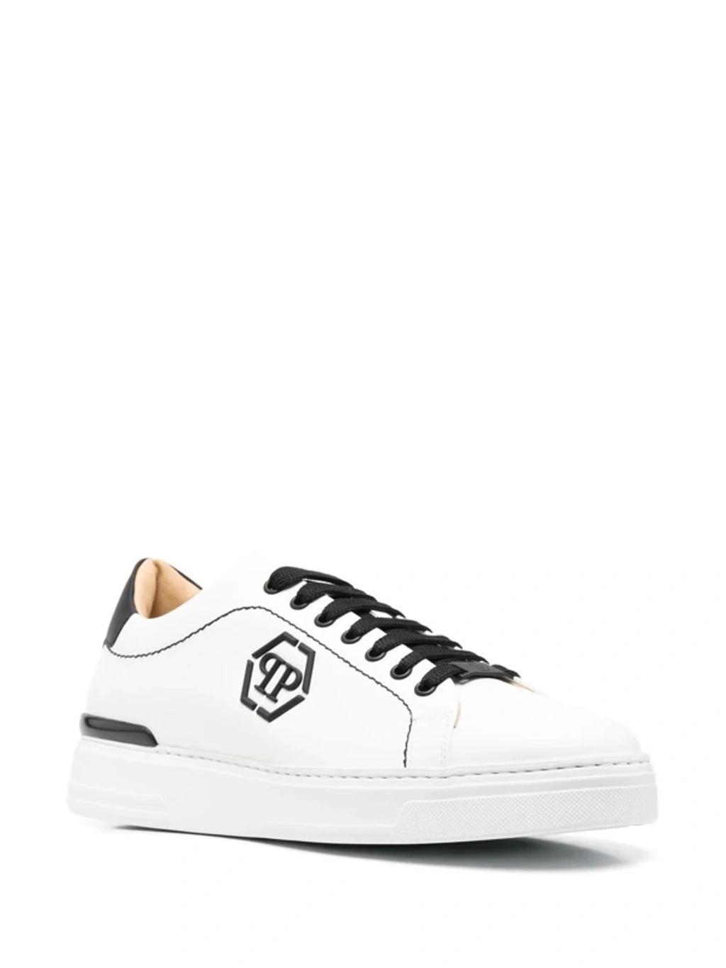 PHILIPP PLEIN Snaekers The Hexagon Top In White Leather Product Image