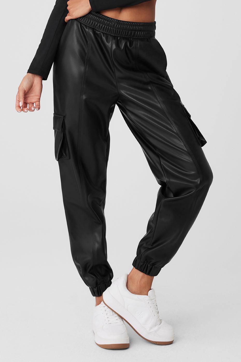 Faux Leather Power Hour Jogger - Black Product Image