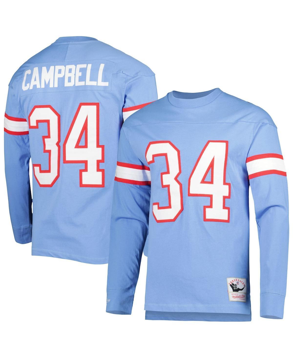 Mens Mitchell & Ness Earl Campbell Light Blue Houston Oilers 1984 Retired Player Name & Number Long Sleeve T-Shirt Product Image