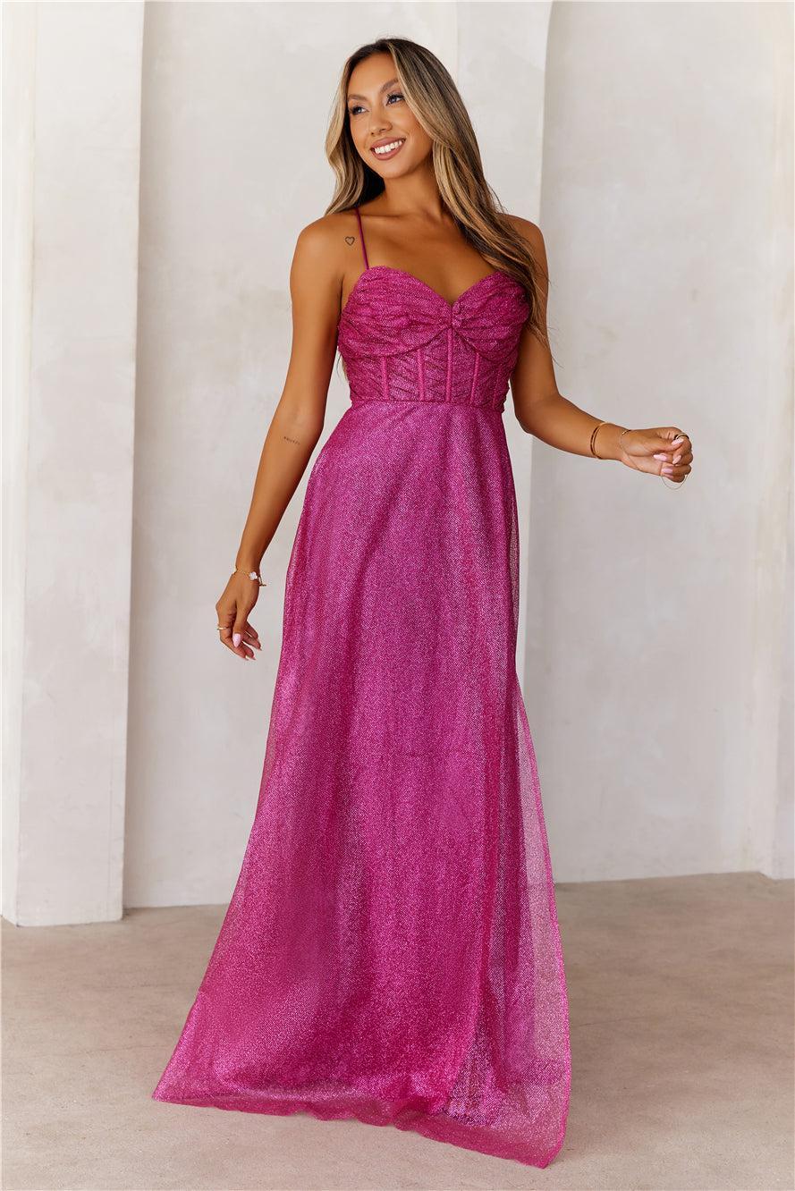 Glitter Goddess Maxi Dress Pink Product Image