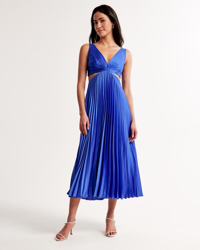 The A&F Giselle Pleated Cutout Maxi Dress Product Image