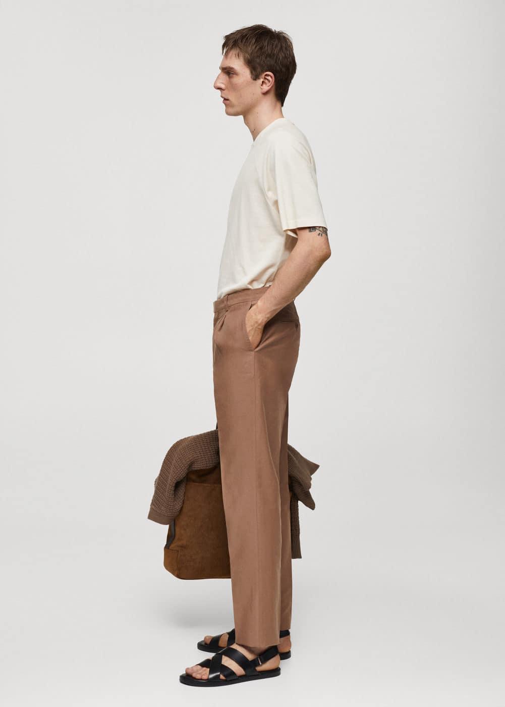 MANGO MAN - Slim fit cotton and linen suit pants burnt orangeMen Product Image