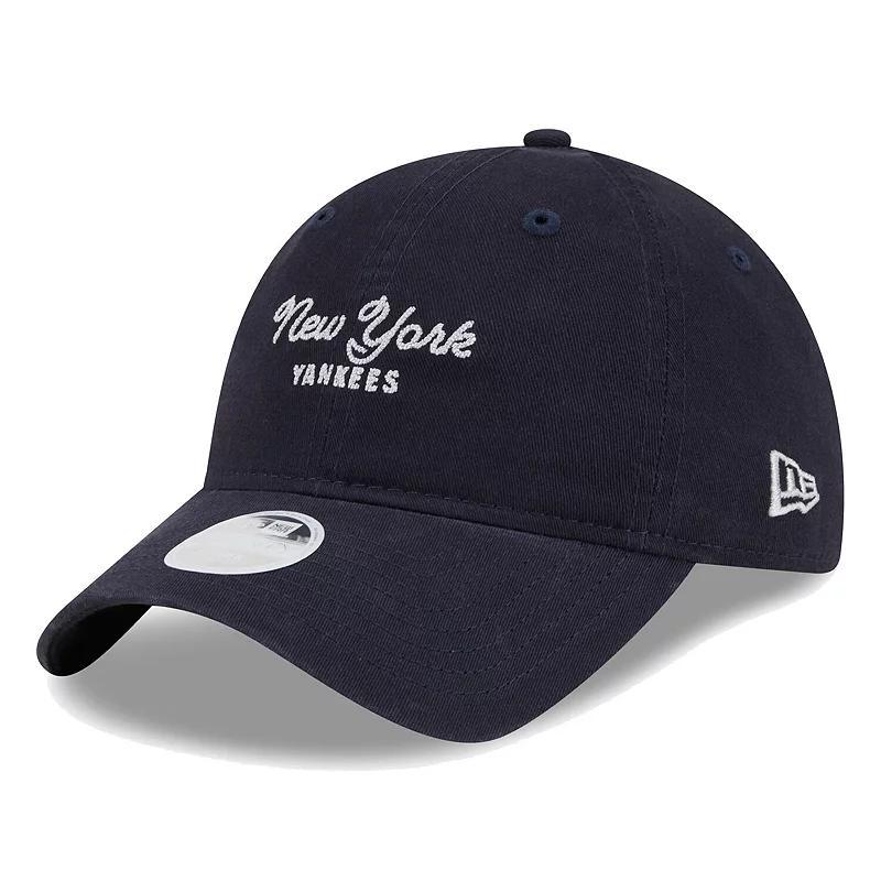 Womens New Era New York Yankees Script 9TWENTY Adjustable Hat, Blue Product Image