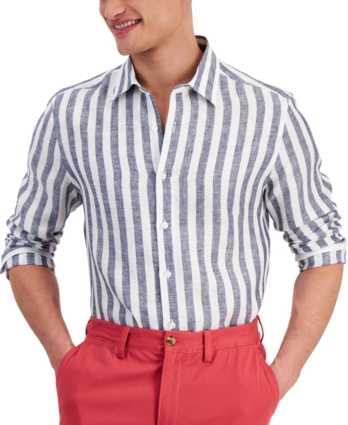 Club Room Mens Alba Stripe Long-Sleeve Linen Shirt, Created for Macys Product Image