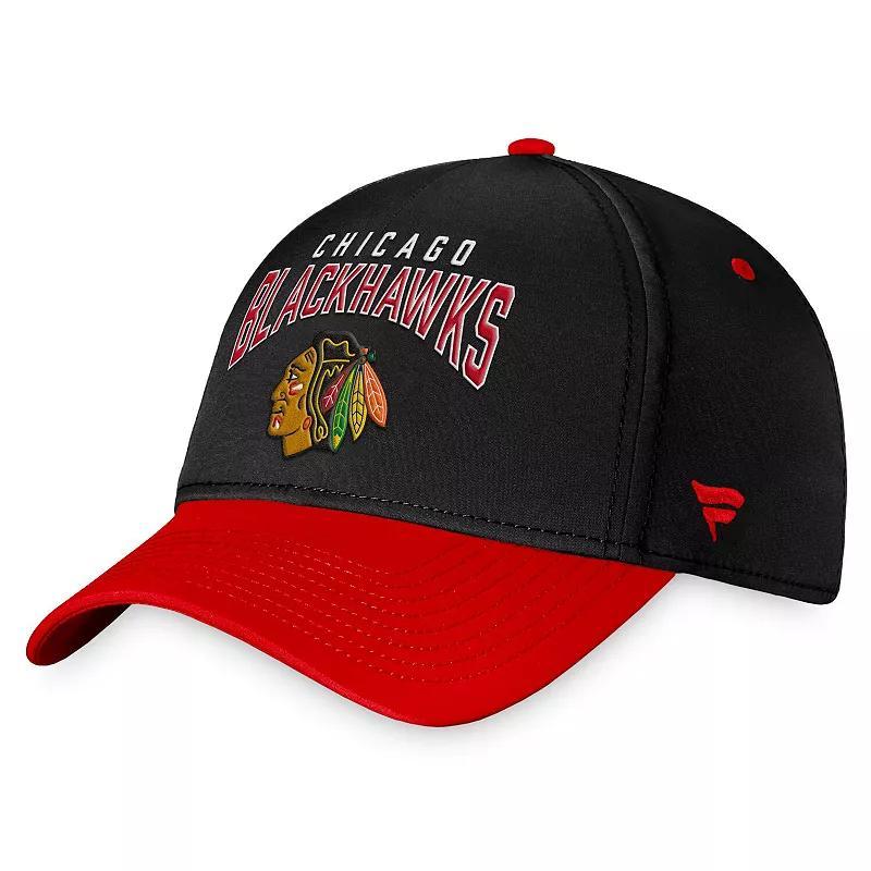 Mens Fanatics Black Chicago Blackhawks Fundamental 2-Tone Flex Hat - Black Product Image