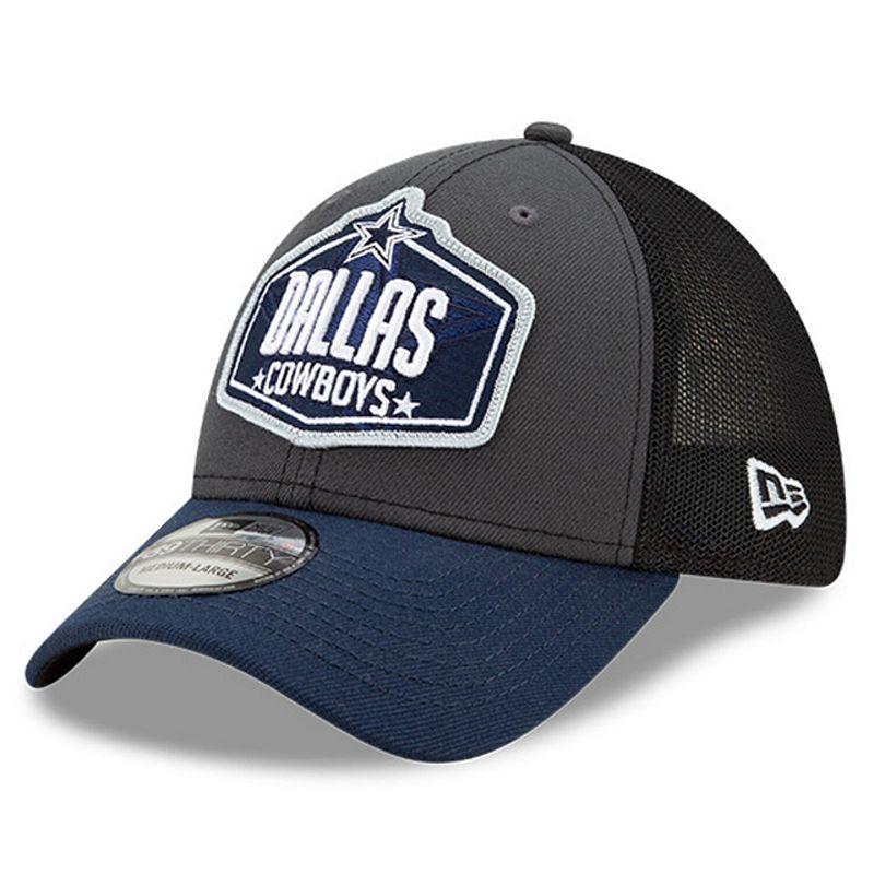 Mens New Era Graphite/Navy Dallas Cowboys 2021 NFL Draft Trucker 39THIRTY Flex Hat Product Image