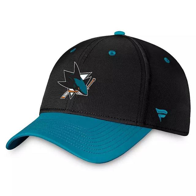 Mens Fanatics Branded Black/Teal San Jose Sharks Authentic Pro Rink Two-Tone Flex Hat Product Image