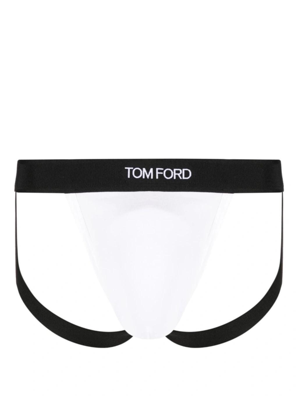 TOM FORD Logo-waistband Briefs In White Product Image