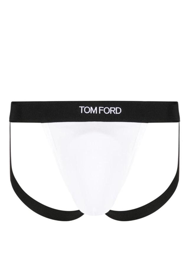 TOM FORD Logo-waistband Briefs In White Product Image