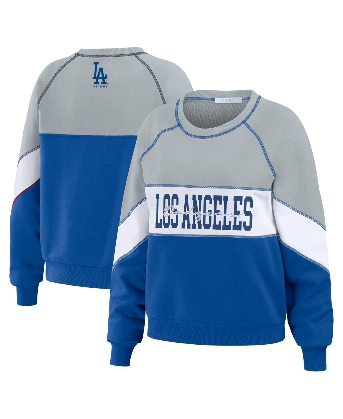 Womens Wear by Erin Andrews Heather Gray Los Angeles Dodgers Crewneck Pullover Sweatshirt - Heather Gray Product Image