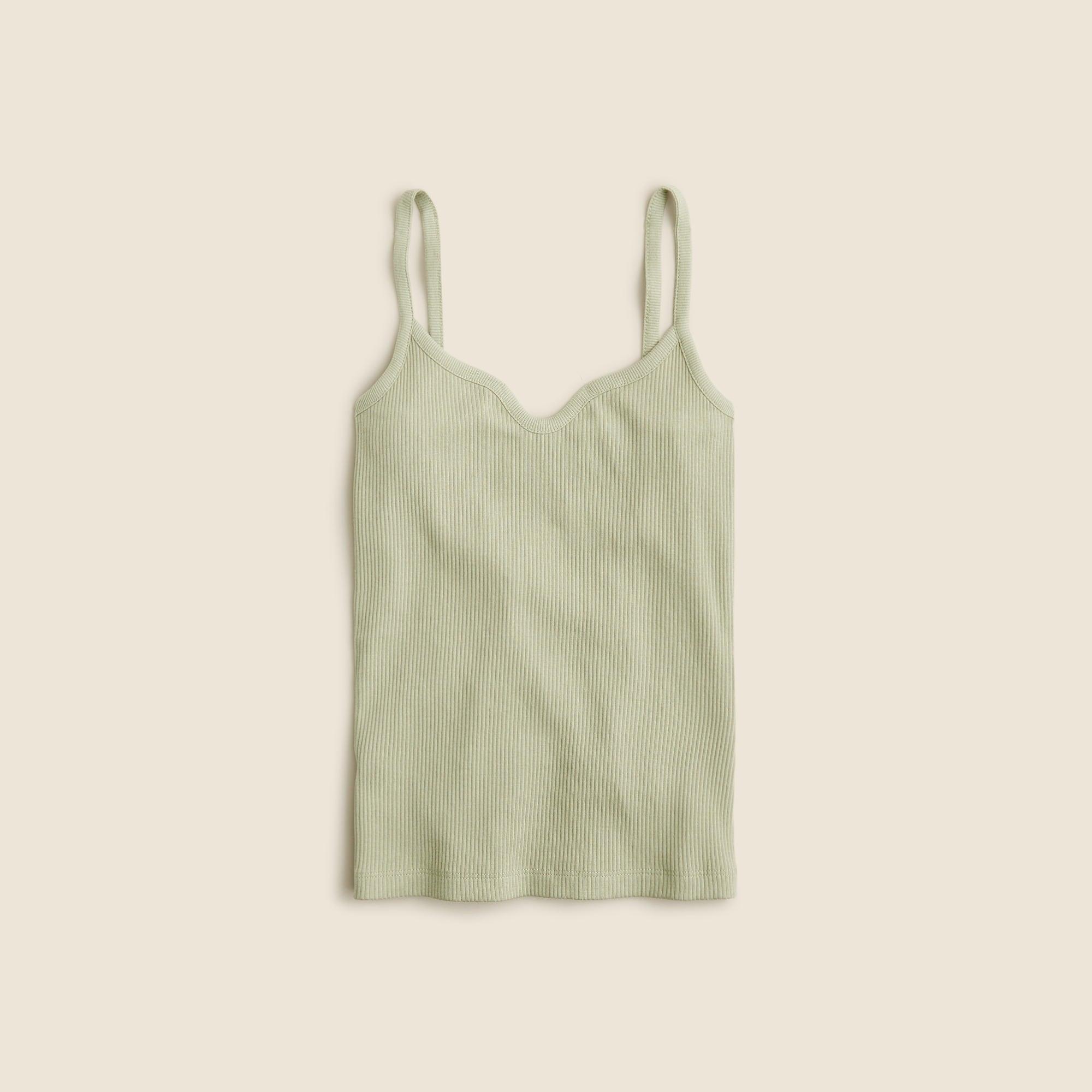 Vintage rib sweetheart tank top with contrast trim Product Image