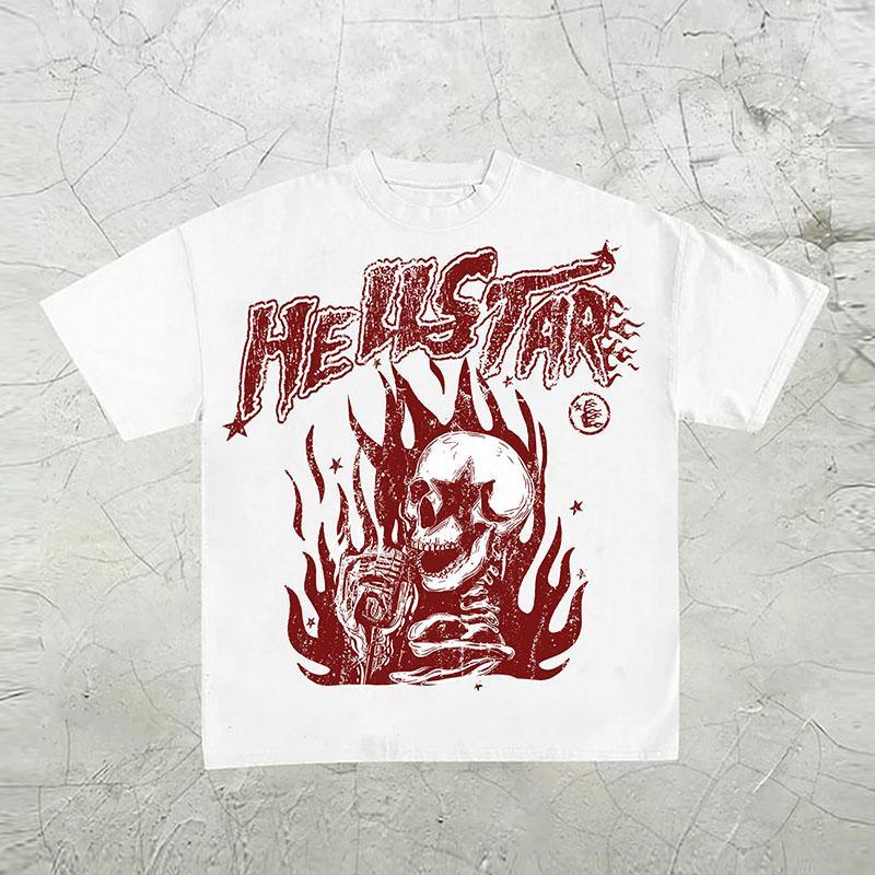 Sopula Hellstar Skull Flame Graphic Print T-Shirt Product Image