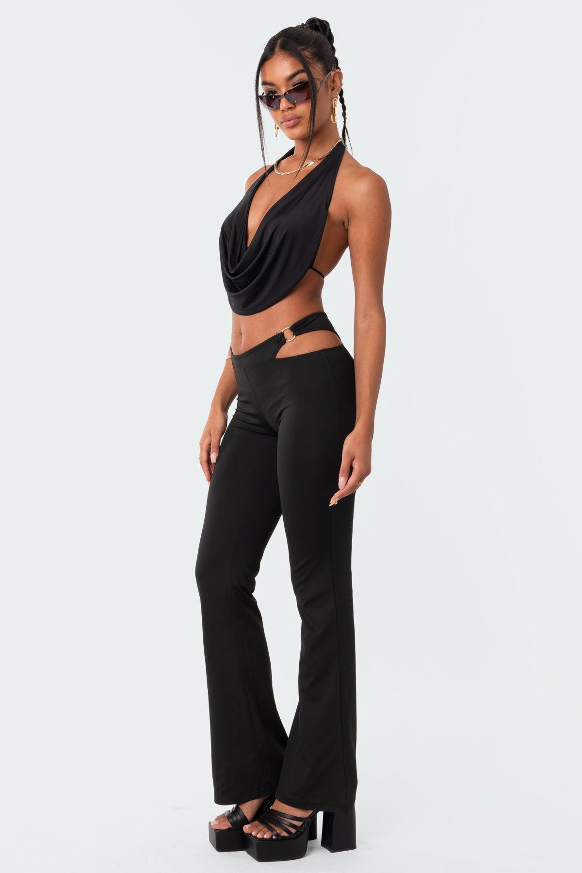 Ashanti Low-Rise Cut-Out Flared Pants Product Image