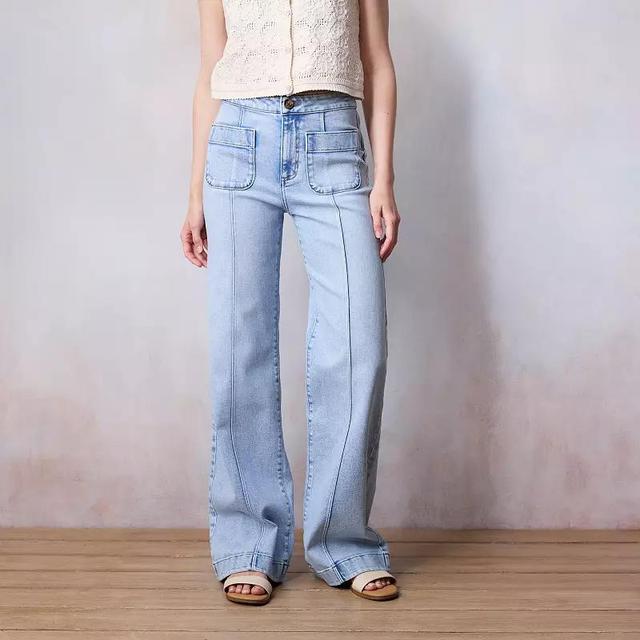 Womens LC Lauren Conrad Super High-Waisted Wide Leg Trouser Jeans Solano Blue Product Image