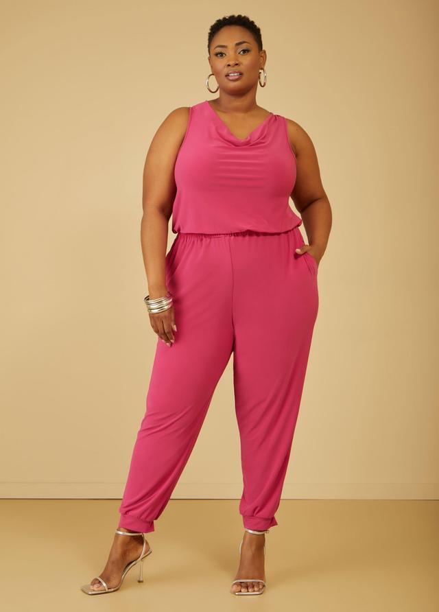 Plus Size Cowl Neck Joggers Jumpsuit Ashley Stewart Product Image