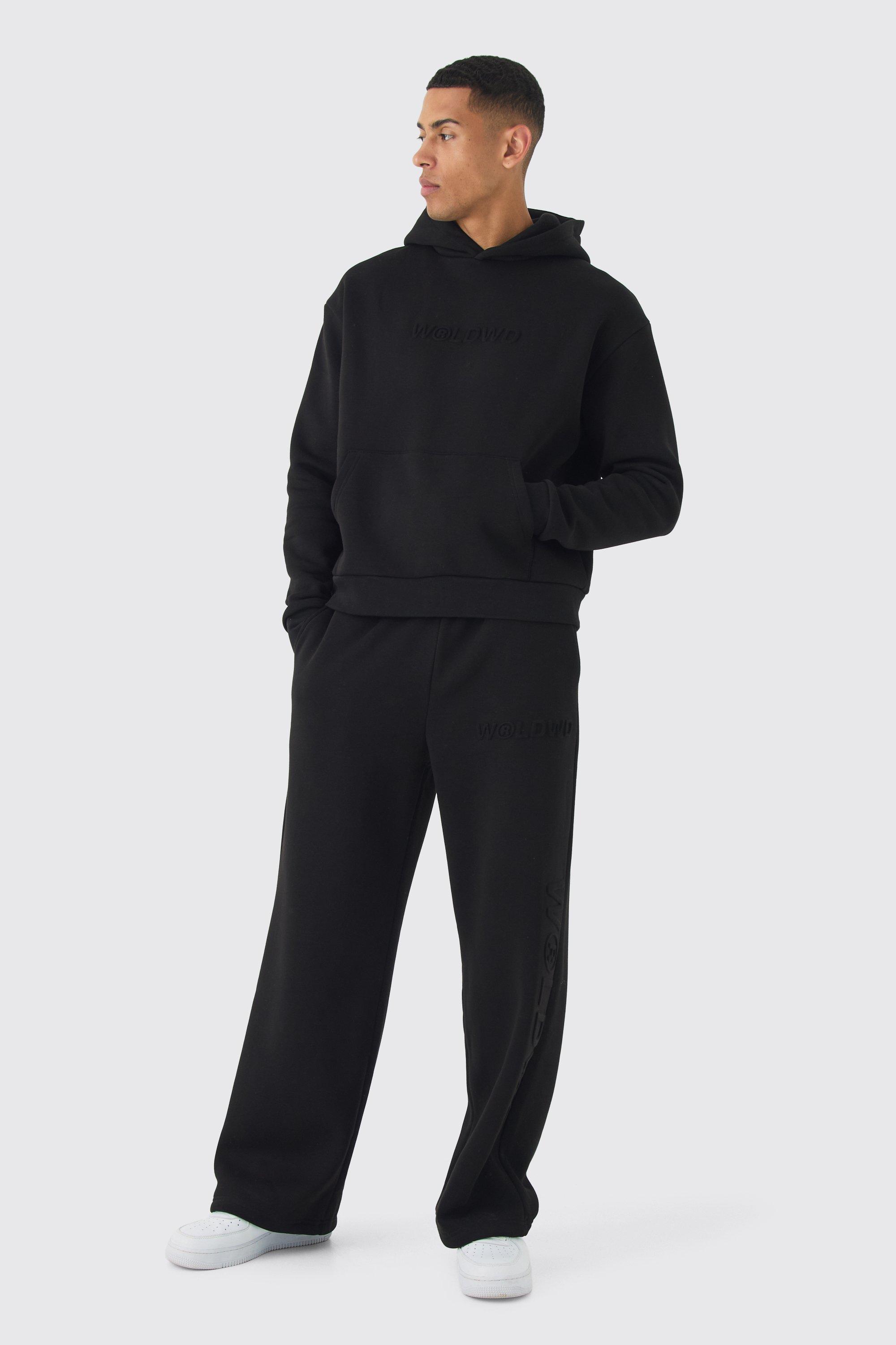 Oversized Boxy Worldwide Emboss Wide Leg Tracksuit | boohooMAN USA Product Image