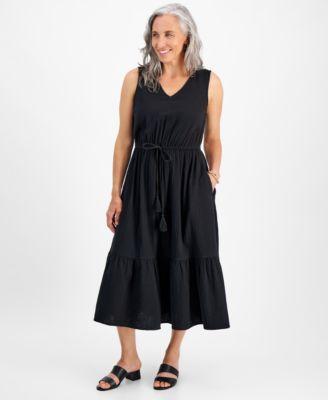 Petite Cotton Sleeveless Midi Dress, Created for Macy's Product Image