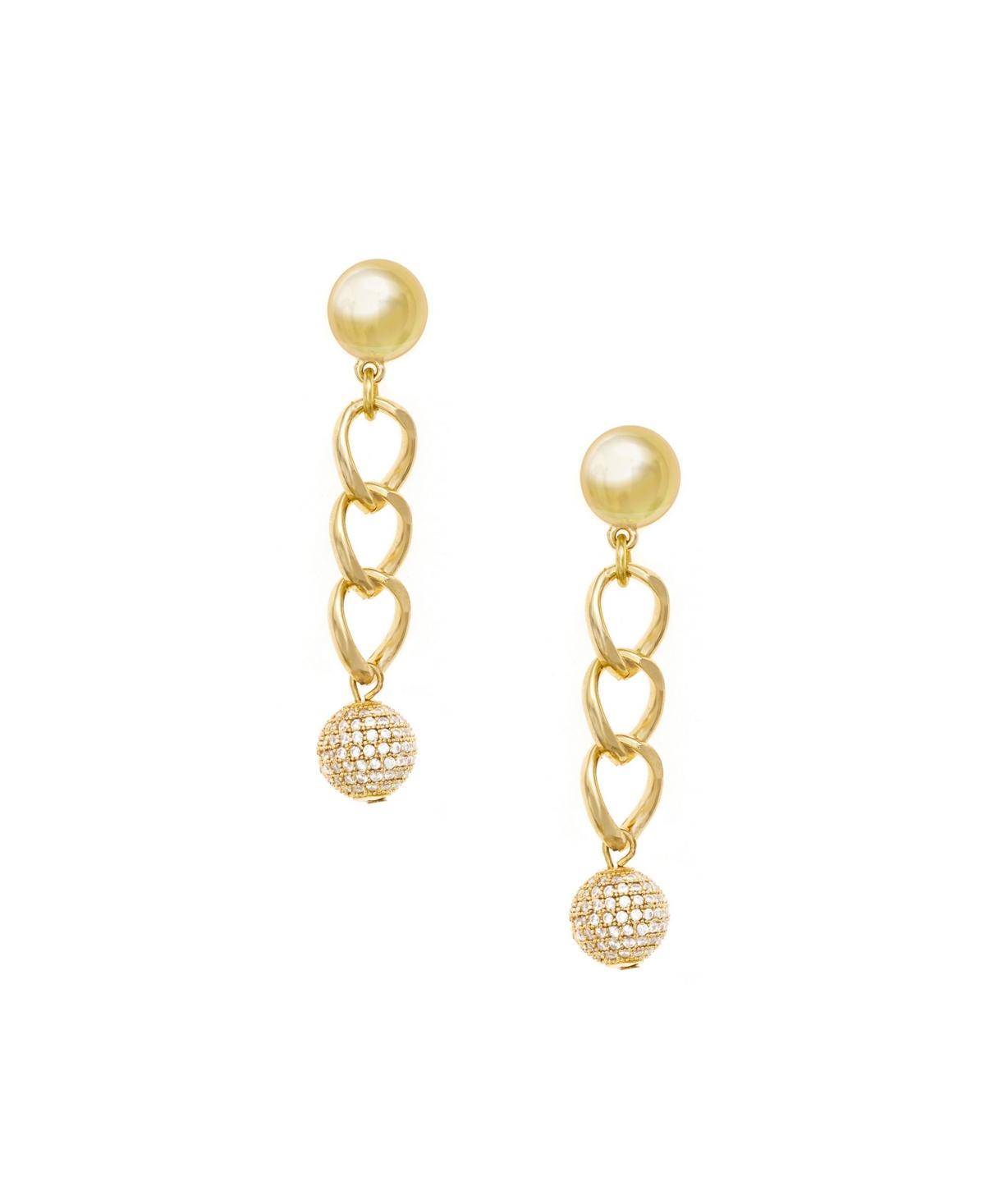 Womens Chain Dangle Crystal Ball 18K Gold-Plated Earrings Product Image