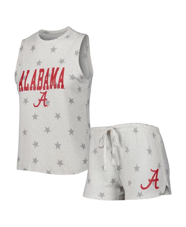 Womens Concepts Sport Cream Alabama Crimson Tide Agenda Stars Tank Top and Shorts Sleep Set Product Image