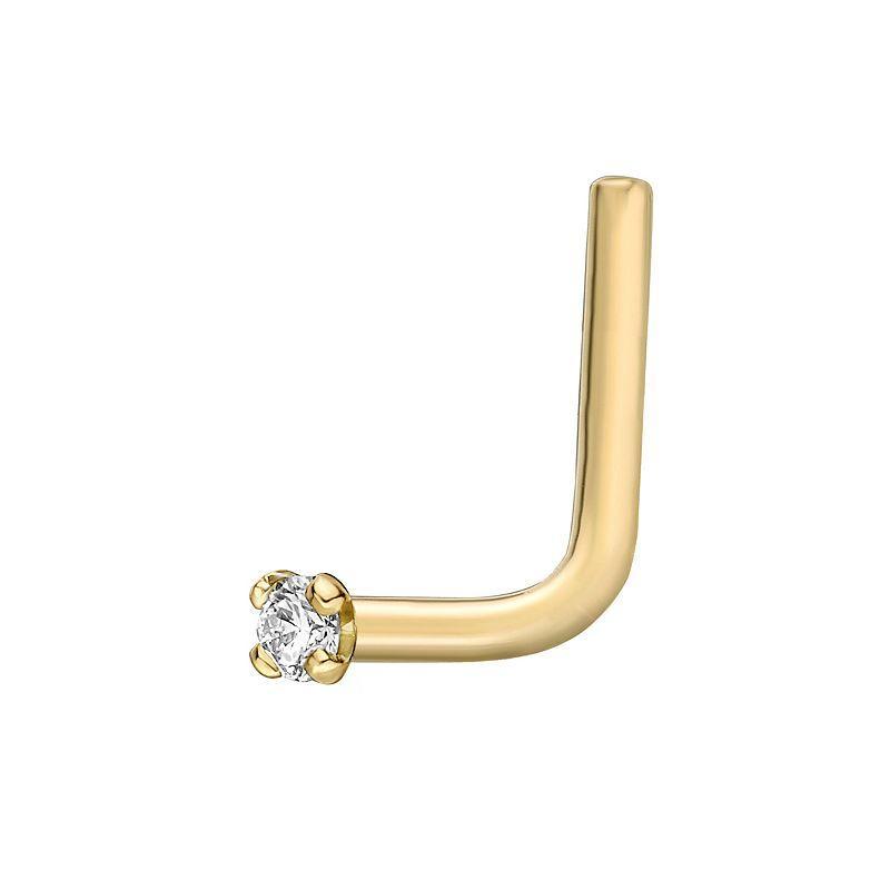 Lila Moon 14k Gold Diamond Accent L-Shape Nose Stud, Womens Product Image