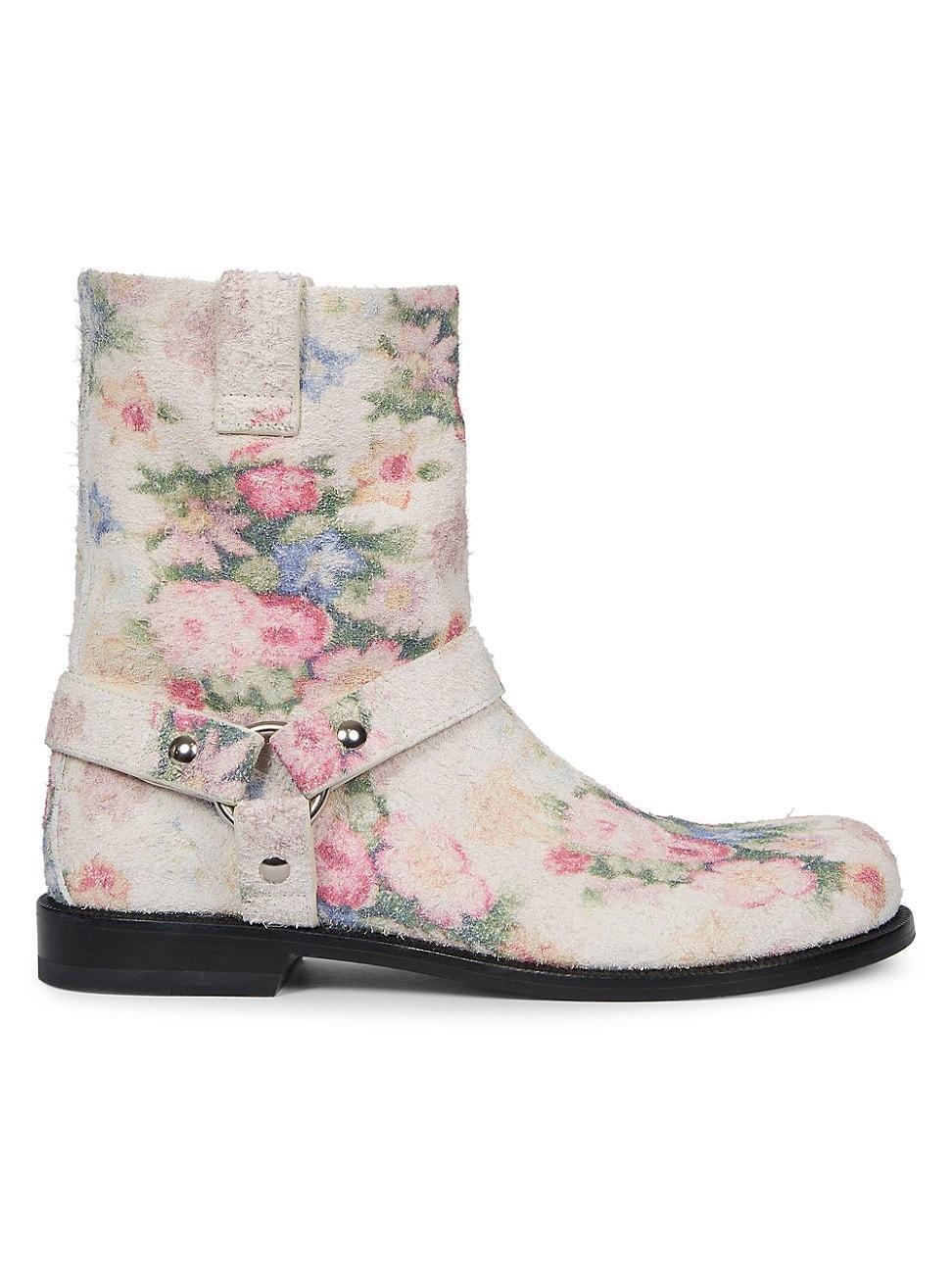 Womens Campo Floral Brushed Suede Biker Boots Product Image