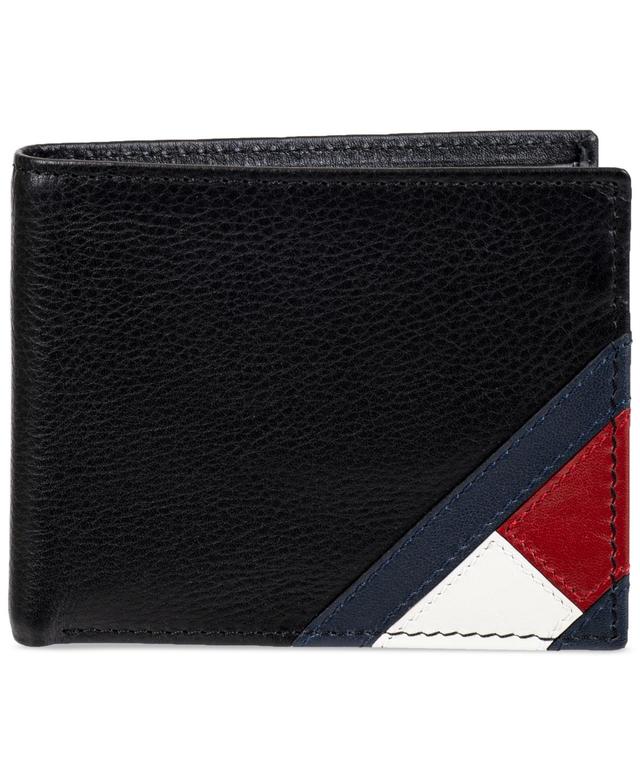 Tommy Hilfiger Mens Orson Ii Angled Flag Leather Rfid Passcase Wallet - Black Product Image