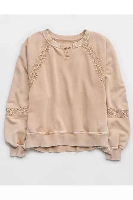 Aerie Hey Crochet Sweatshirt Women's Product Image