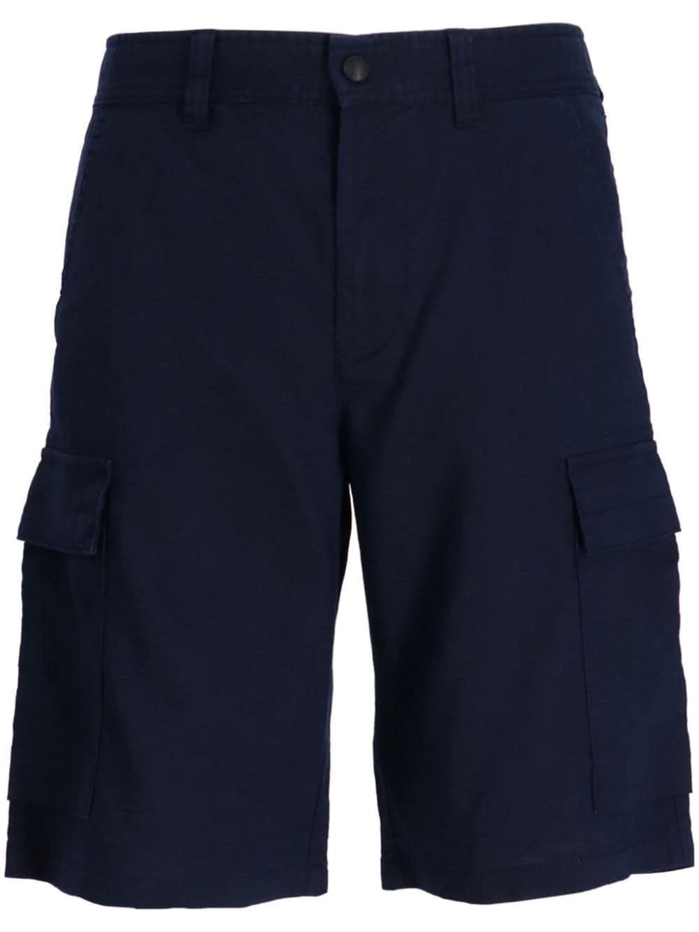 Straight-leg Linen Cargo Short In Navy Blue Product Image