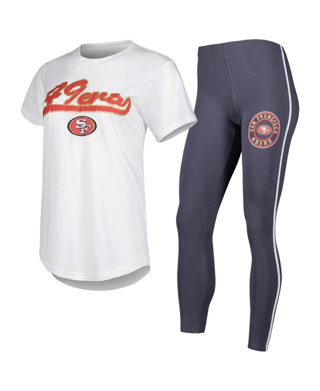 Womens Concepts Sport /Charcoal San Francisco 49ers Sonata T-Shirt & Leggings Sleep Set Product Image