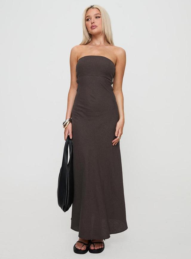 Yahir Strapless Maxi Dress Brown Product Image