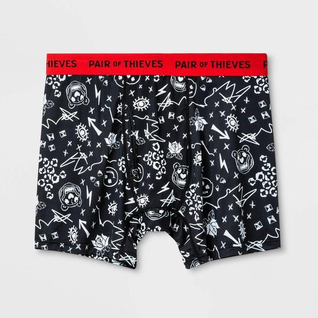 Pair of Thieves Mens Super Fit Boxer Briefs - Black/Red/Shapes Product Image