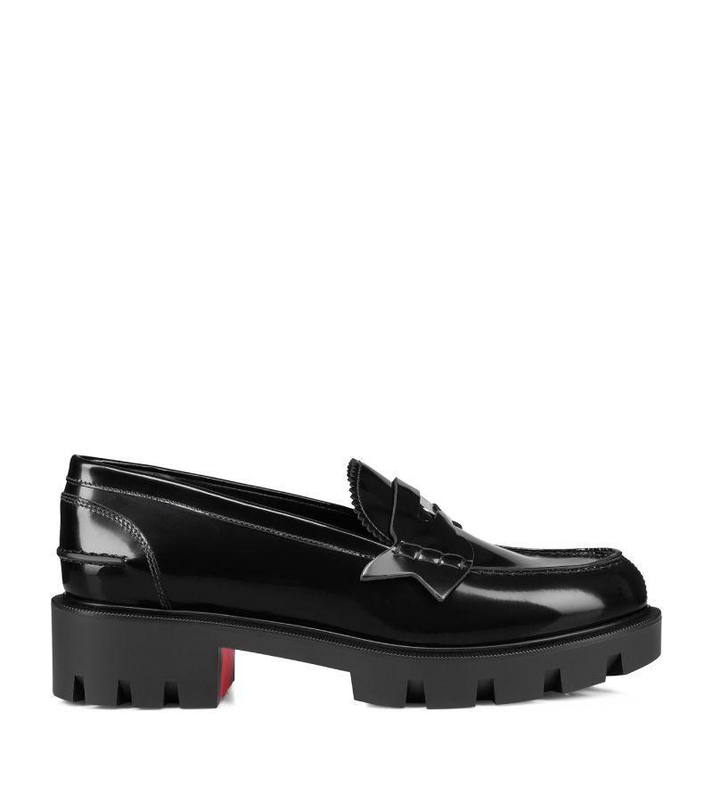 CHRISTIAN LOUBOUTIN Donna Patent Red Sole Penny Loafers In Black Product Image